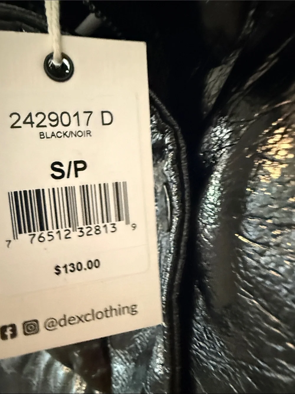 Dex Black Shiny Puffer Vest